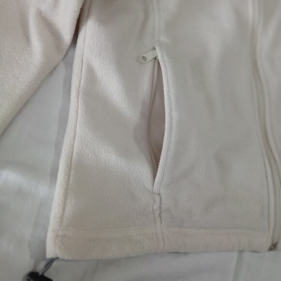 Columbia Women's Med Full=Zip Raglan=Sleeved Cream Polar Fleece Pockets Jacket - Picture 5 of 16